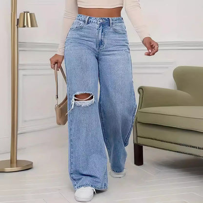 Ripped Wide-legged Jeans