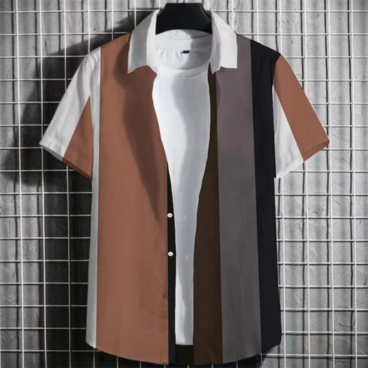 Simple Striped Men Short Sleeve
