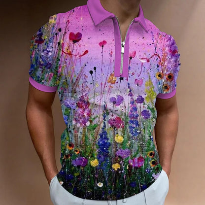 Men's Fashion Simple Zipper Short Sleeve T-Shirt