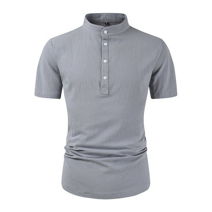 Men's Loose Button Cotton And Linen All T-shirt