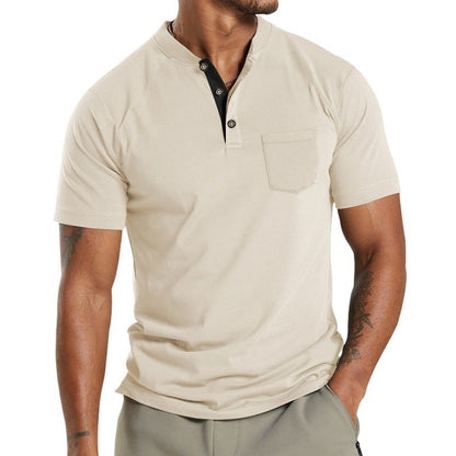 Men's Short Sleeve Button Pocket