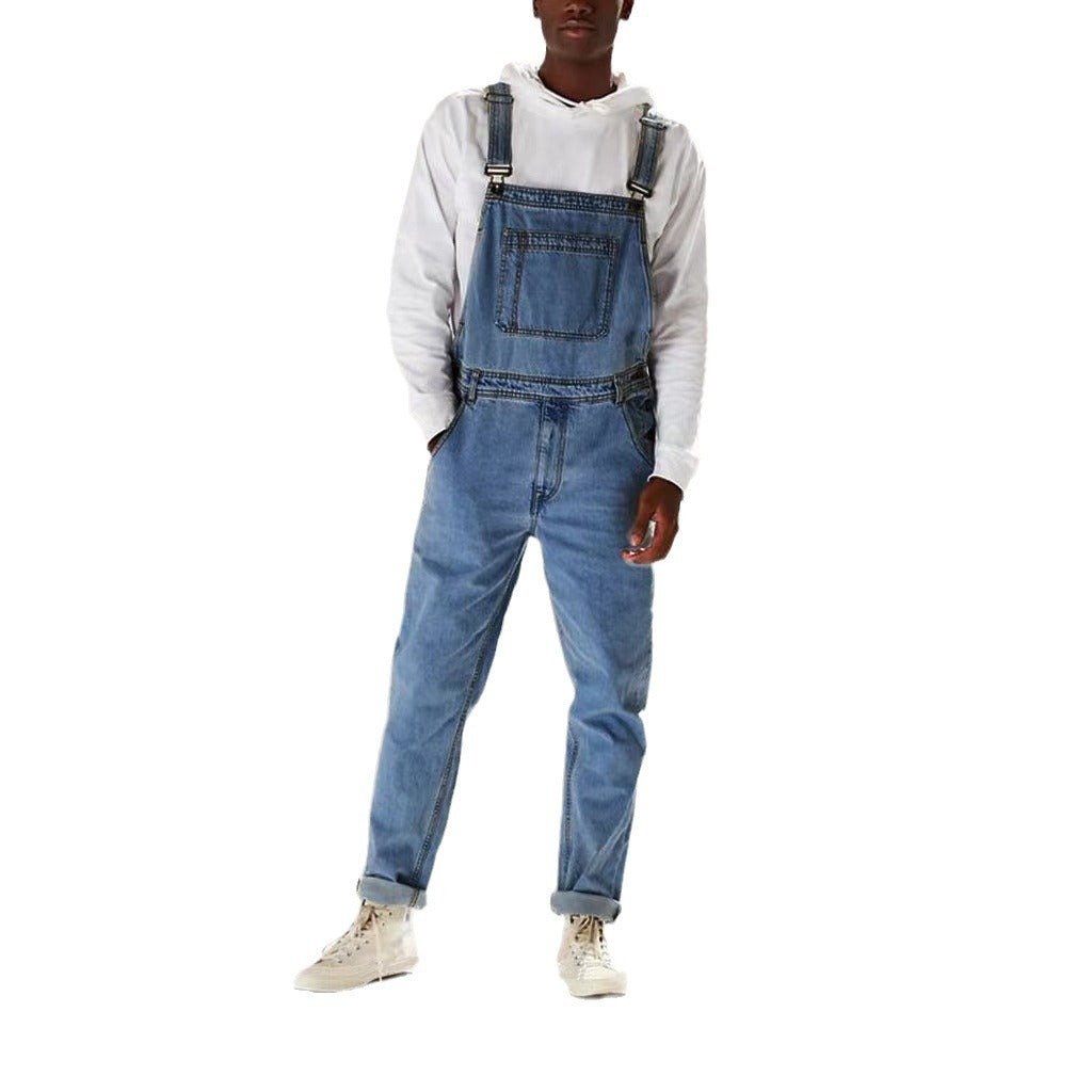 Men Suspenders One-piece High Waist Jeans