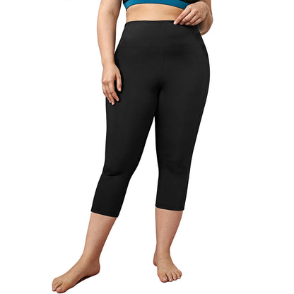 Ladie's Pocket Plus Size Cropped Fitness Pants