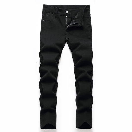 Black Elastic Straight Jeans