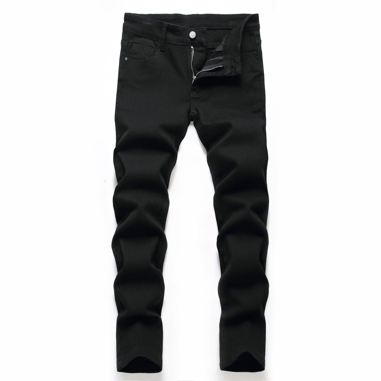 Black Elastic Straight Jeans
