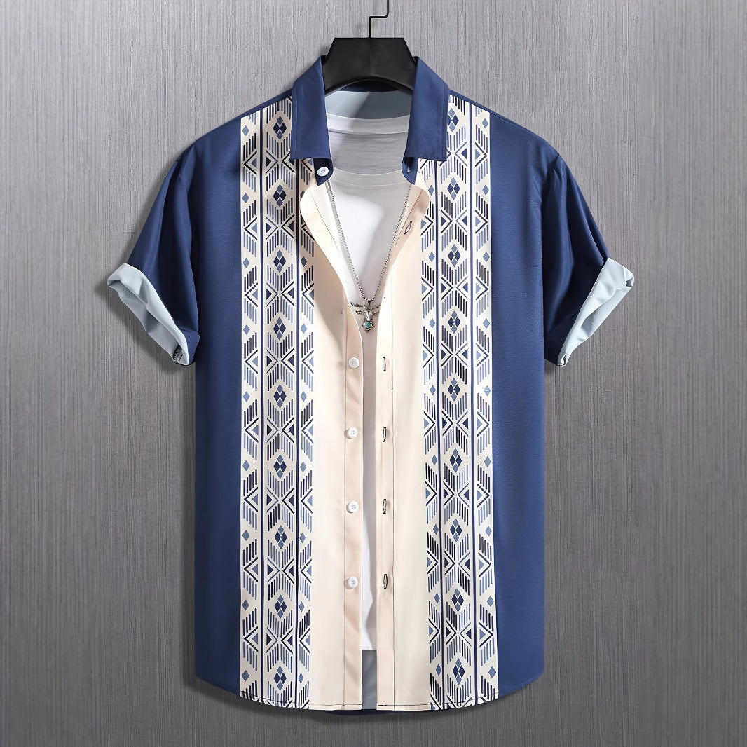 Color Loose Short-sleeved Shirt Lapel
