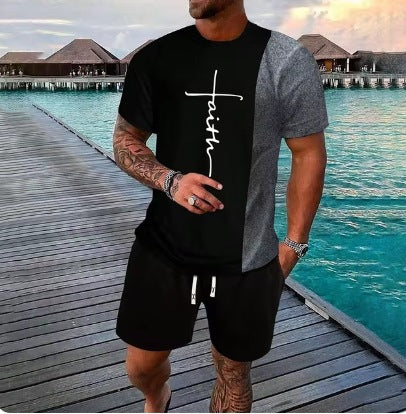 Men's Short Sleeve Shorts Suit
