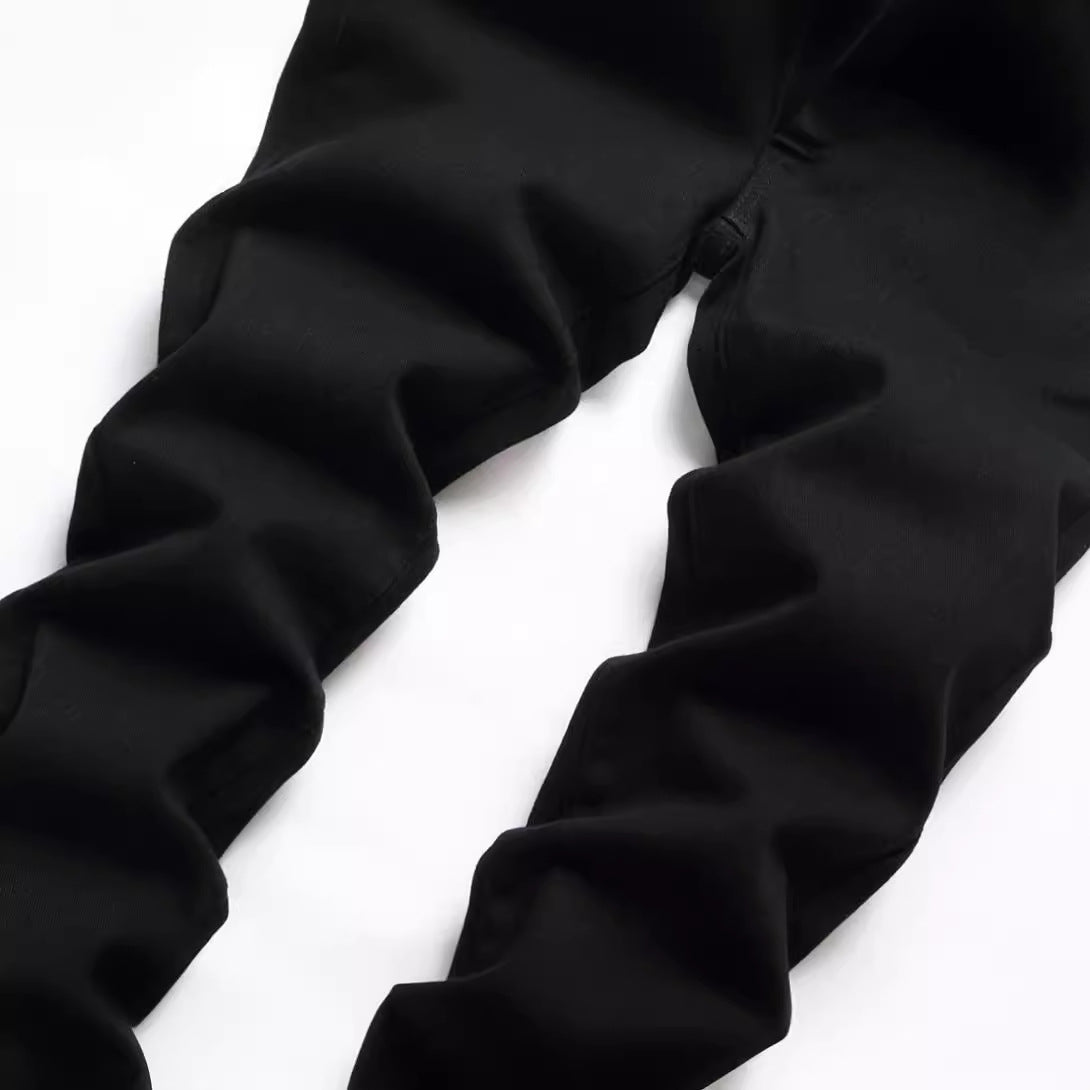 Black Elastic Straight Jeans