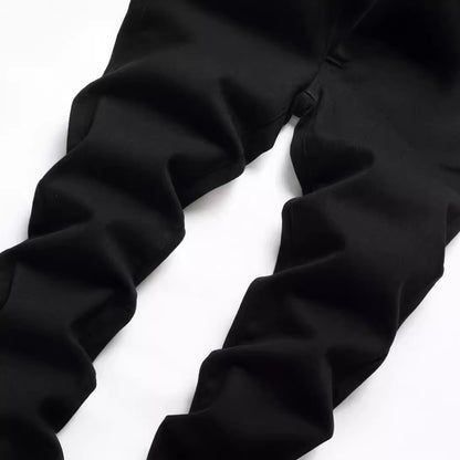 Black Elastic Straight Jeans