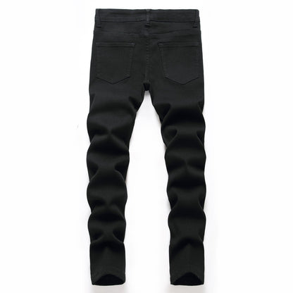 Black Elastic Straight Jeans