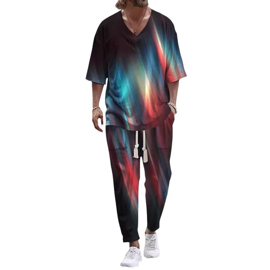 Beautiful Cropped Sleeves V-neck Trousers Suit