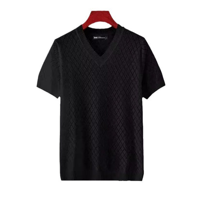 Men's Ice Silk Cut-out V-neck T-shirt