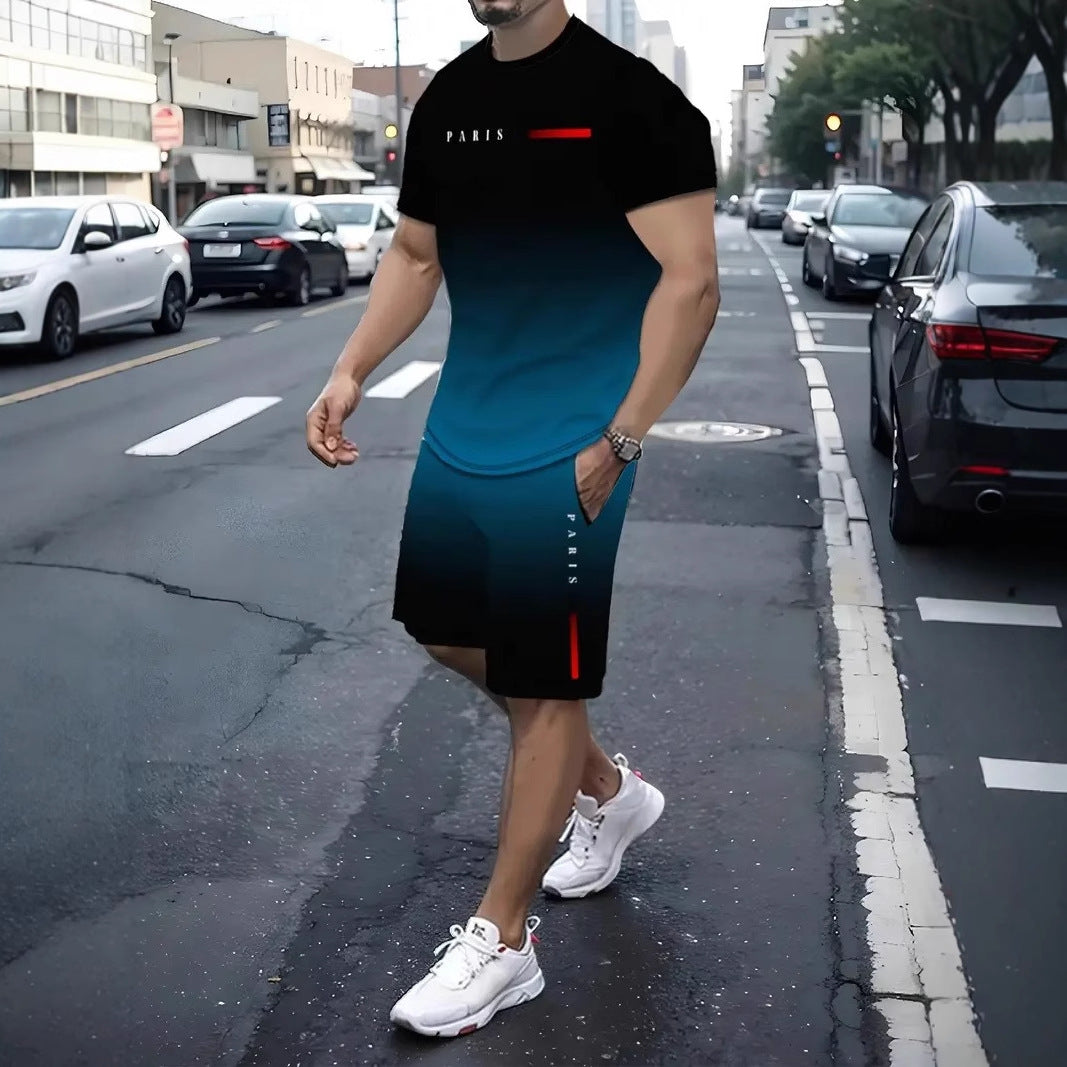 Men Short-sleeved Shorts T-shirt Suit