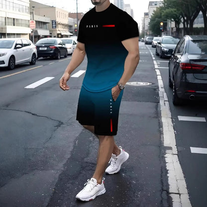 Men Short-sleeved Shorts T-shirt Suit