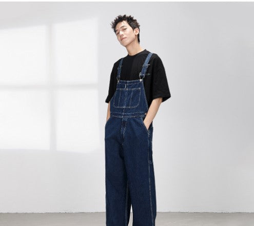 Japanese Men Style Straight-leg Working Bib Top