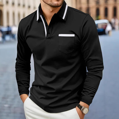 Men's Lapel Long Sleeve Plus Size Polo Shirt