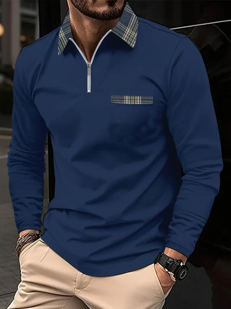 Men's Long-sleeve Zipper Polo Shirt