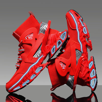 High-top Shock-absorbing Running Mesh Sneaker