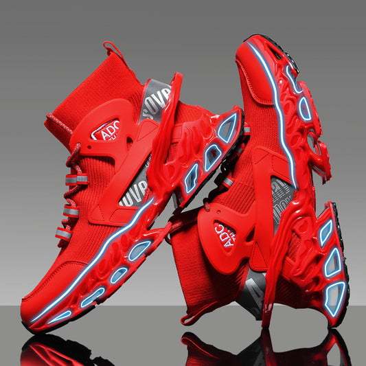 High-top Shock-absorbing Running Mesh Sneaker