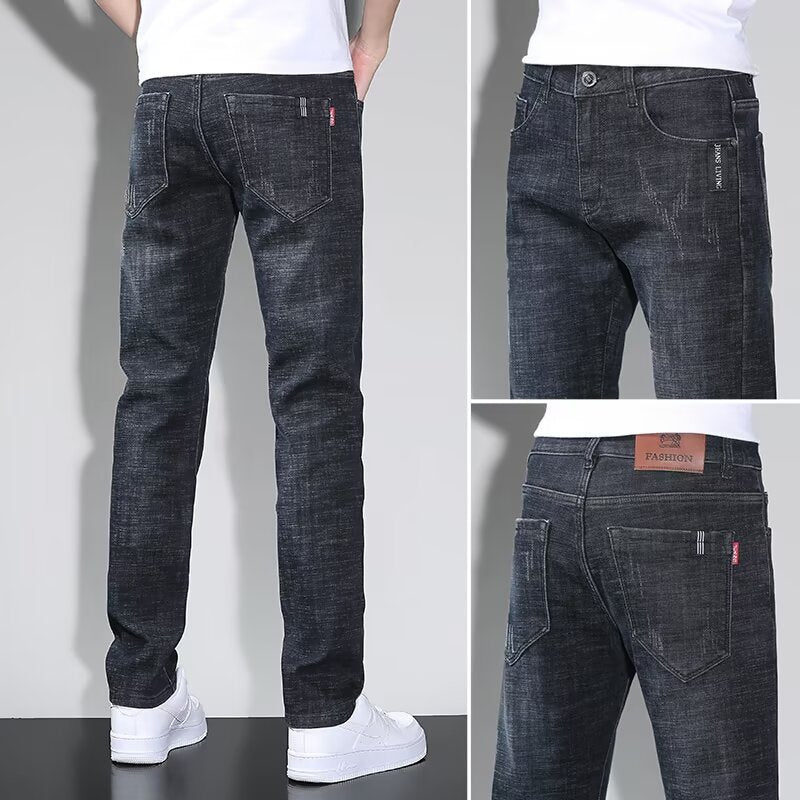 Washed Blue Jeans Men's Trendy Slim