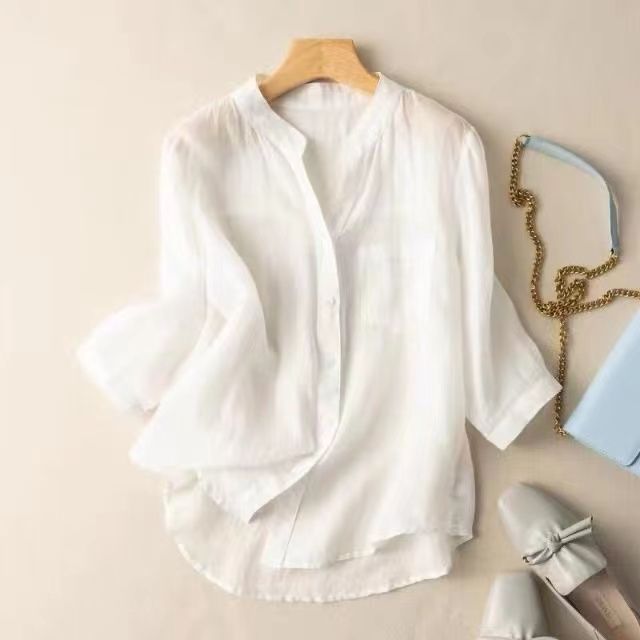 Leisure Style Artistic Retro Thin Cotton And Linen Shirt