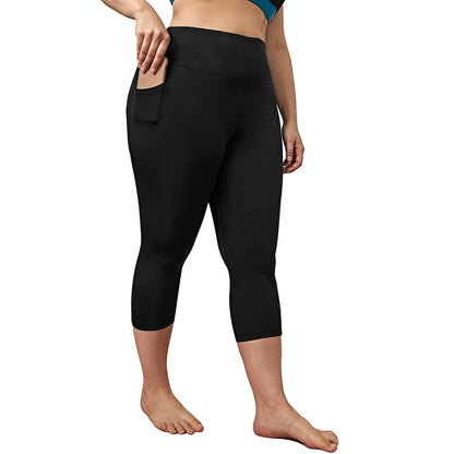 Ladie's Pocket Plus Size Cropped Fitness Pants