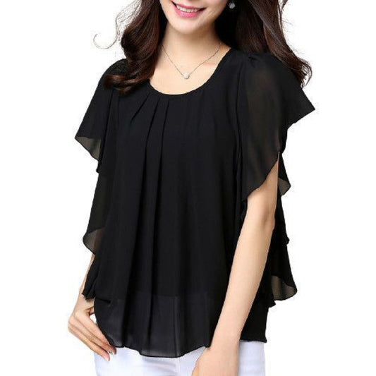 Plus Size Women's Loose Chiffon Shirt
