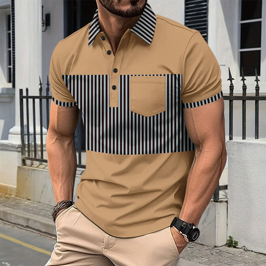 Men's Polo Matching Stitching T-shirt