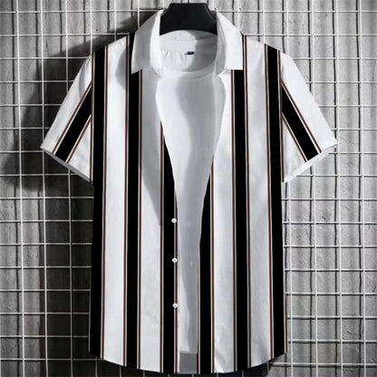 Simple Striped Men Short Sleeve