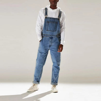 Men Suspenders One-piece High Waist Jeans