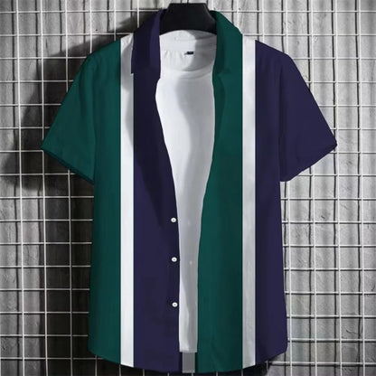Simple Striped Men Short Sleeve