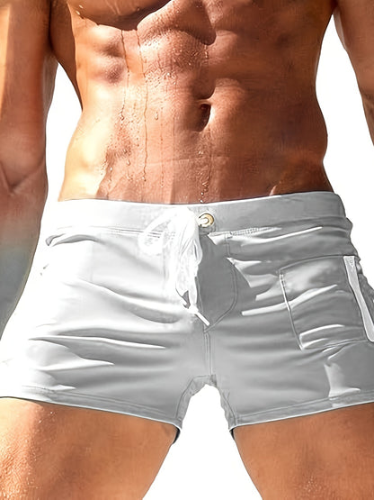 Polyester High Waist Tight Lace-up Swim Trunks