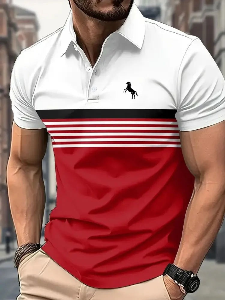 Men Striped Collar Golf T-Shirt