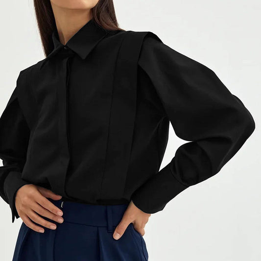 Right-angle Shoulder Slimming Shirt Stitching Sense