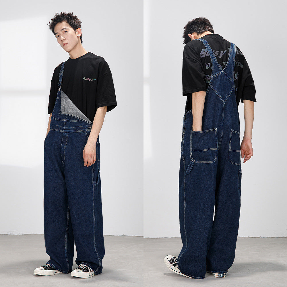 Japanese Men Style Straight-leg Working Bib Top