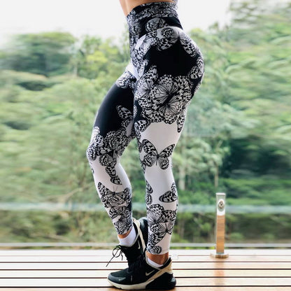 Ladie's Multi-color Tight High Waist Fitness Trousers