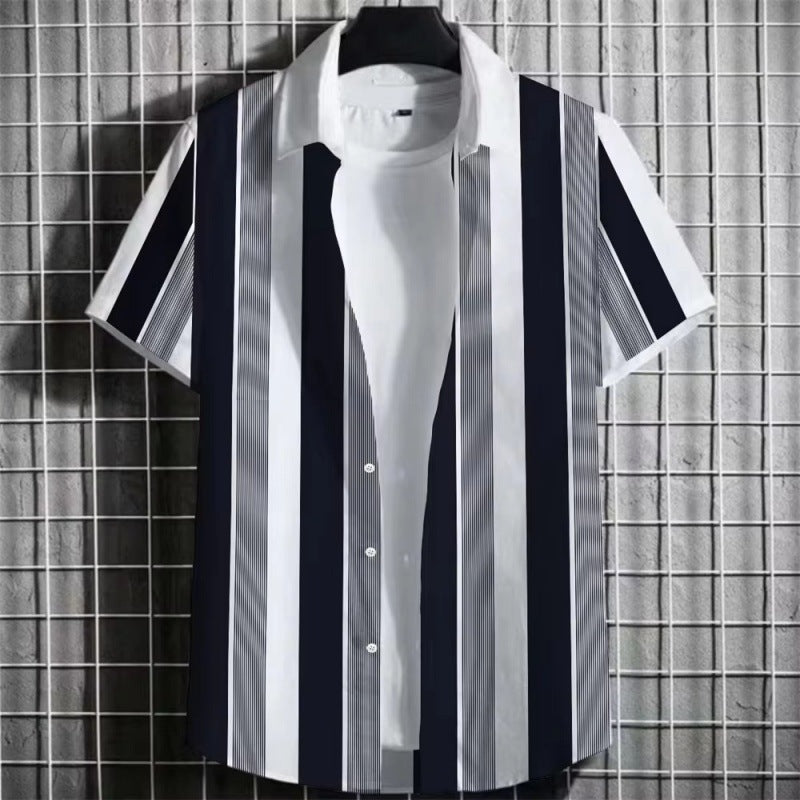 Simple Striped Men Short Sleeve