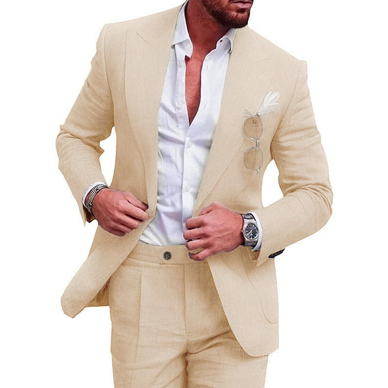 Men's Large Single Row One Button Suit Two Set