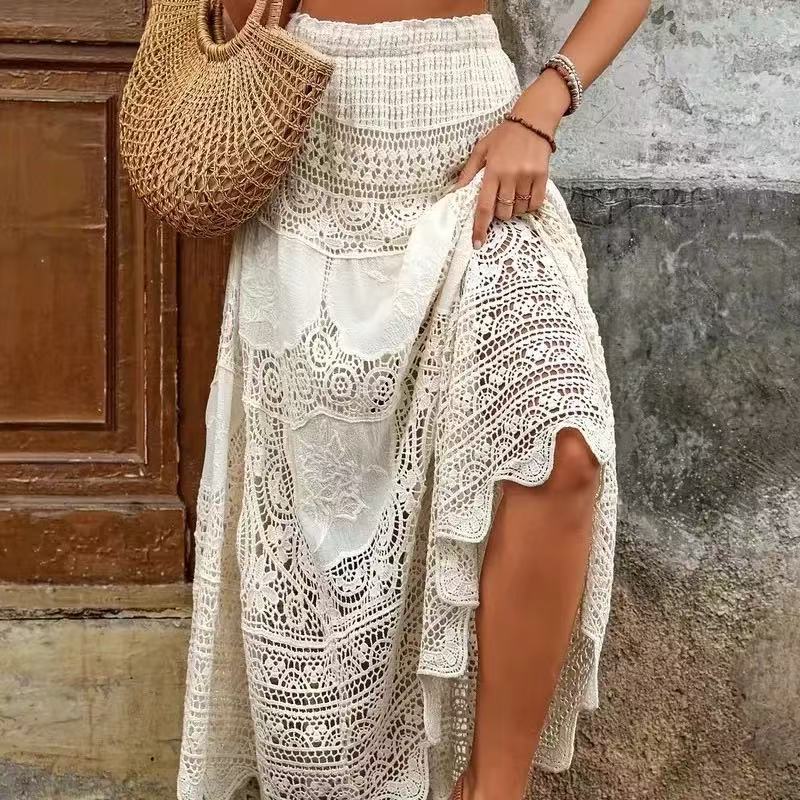 Hollow Knitted Big Hem Skirt Women