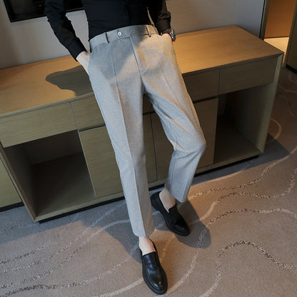 Straight Elastic Slim Fit Brown Pants