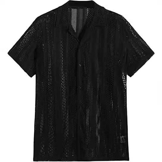 Nice Button Knitted Short-sleeved Shirt Men's Shirt