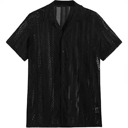 Nice Button Knitted Short-sleeved Shirt Men's Shirt