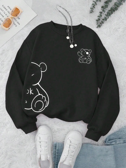 Nice Kawaii OK Teddy Bear Sweatshirts