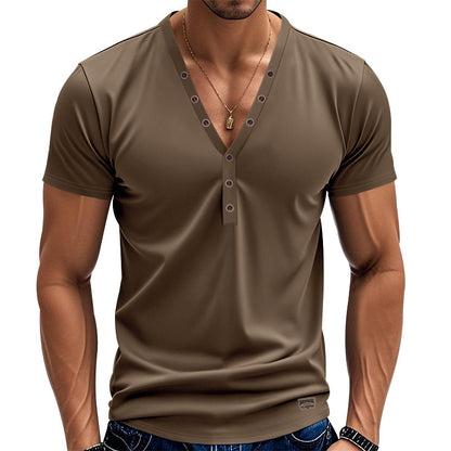 Men's Loose Thin Trendy V-neck Buttons