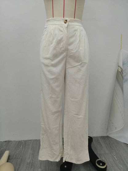 High Waist Pants Corduroy Baggy Straight Trousers