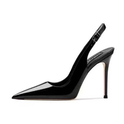Ladie's Nude Soft Leather Hollow Female Ankle-strap High Heels