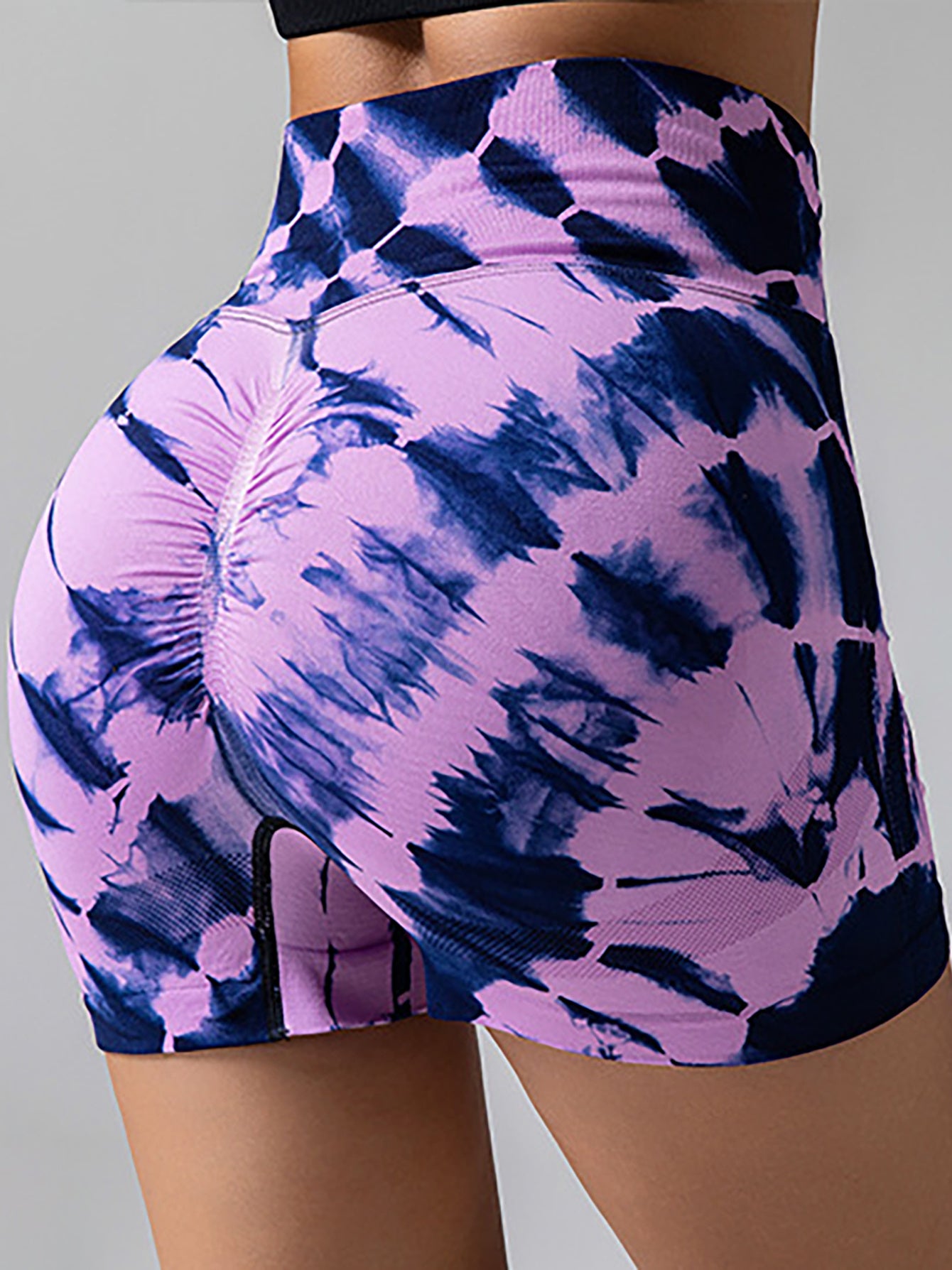 Tie Dye Workout Style Seamless High Waisted Shorts