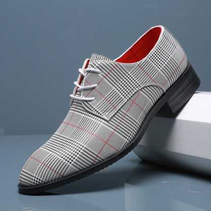 Men's Fashion All-match Leather Shoes Lace-up Stripes