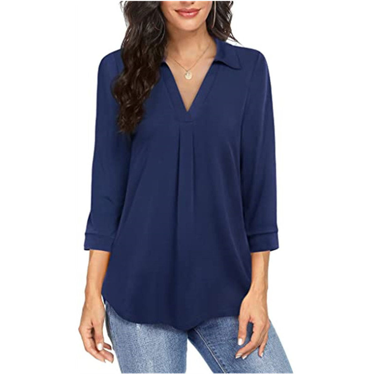 Ladies Shirt Top With Elegant Chiffon Stitching