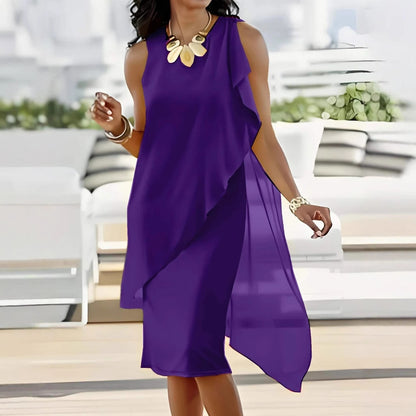 Women's Elegant Irregular Chiffon Sleeveless Dress